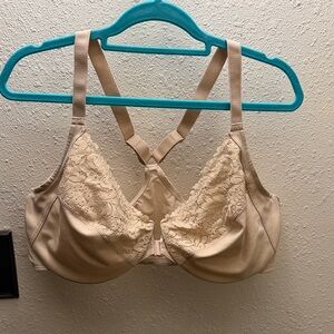 Elegant Lace Trim Cream Bra